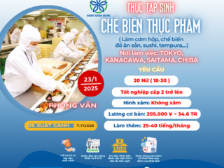 | TOKYO, KANAGAWA,SAITAMA,CHIBA| TUYỂN 20 NỮ CHẾ BIẾN THỰC PHẨM 