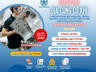 | KYOTO| TUYỂN 2 NAM GIA CÔNG CƠ KHÍ VẬN HÀNH MÁY THU NHẬP CAO