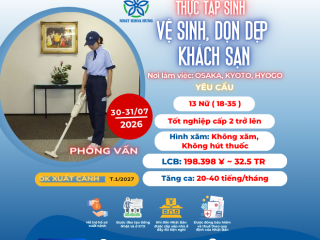 |OSAKA-KYOTO-HYOGO| TUYỂN 13 NỮ VỆ SINH DỌN DẸP KHÁCH SẠN
