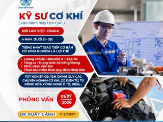 |OSAKA| TUYỂN 4 NAM KỸ SƯ CƠ KHÍ VẬN HÀNH MÁY TIỆN CNC