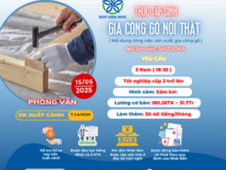 [SHIZUOKA] TUYỂN NAM GIA CÔNG GỖ NỘI THẤT VỚI THU NHẬP HẤP DẪN