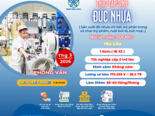 | TOCHIGI | CẦN GẤP 1 NAM ĐÚC NHỰA TẠI NHẬT BẢN